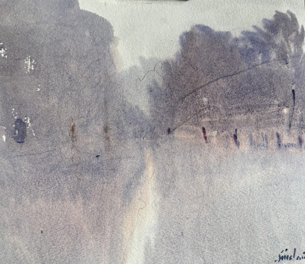 Clive Sinclair, "Foggy Morning, Mornington" (WC)