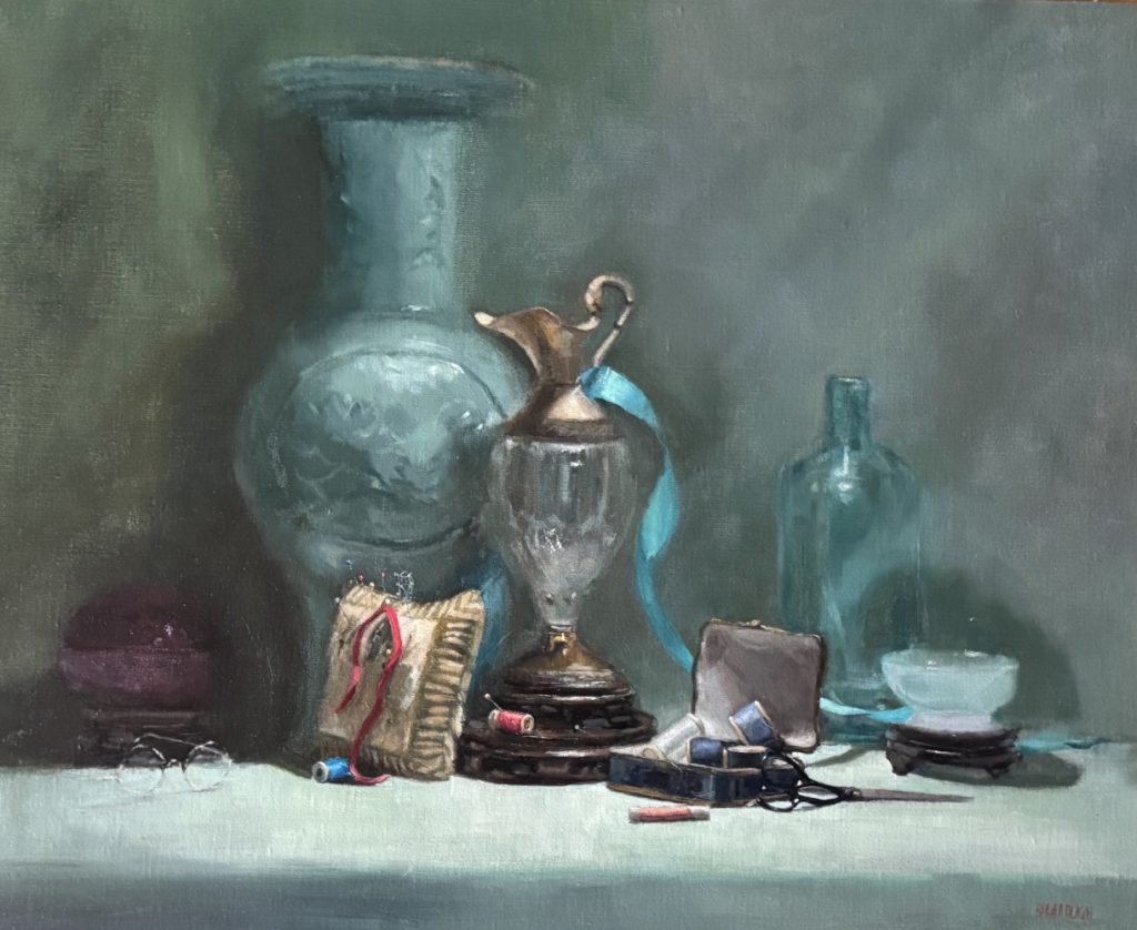 Fiona Bilbrough, "Ribbon and Threads" (Oil)