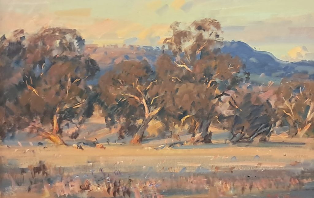 Peter Smales, "You Yangs Evening Among the Red Gums" (Oil)